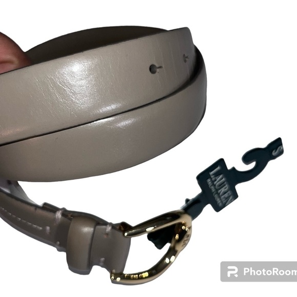 LAUREN Ralph Lauren Leather Tan Belt Sz Small Gold Logo Buckle Women - Picture 12 of 13